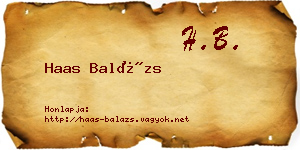 Haas Balázs névjegykártya